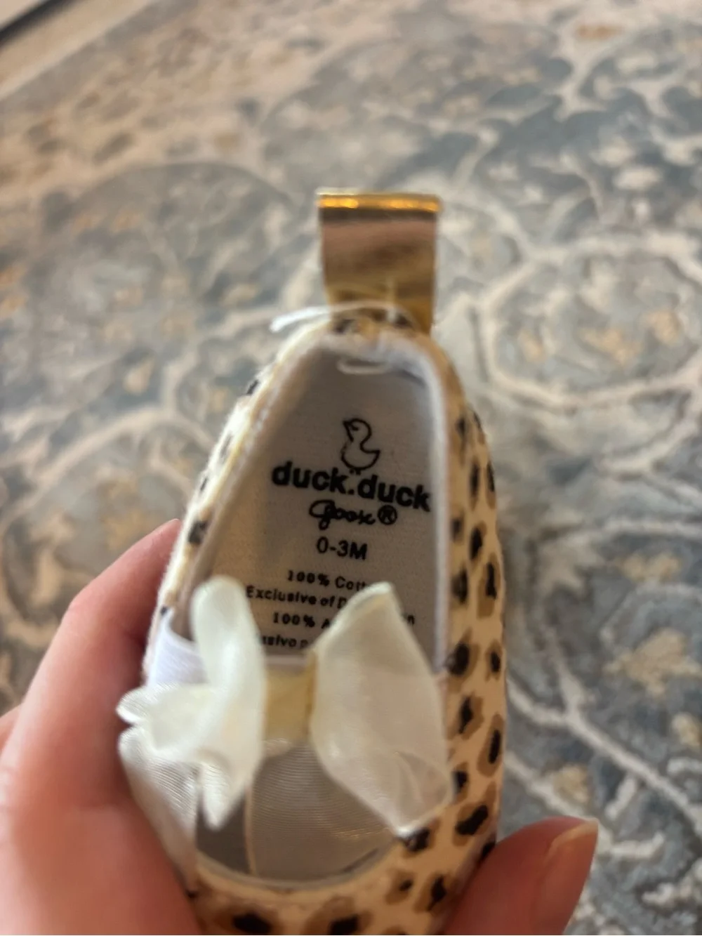 Gold Leopard Bow Baby Walker Shoes